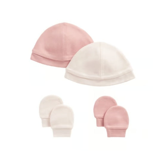 Mothercare Baby Cap & Mitten Set (Pink, 3 - 6 months)