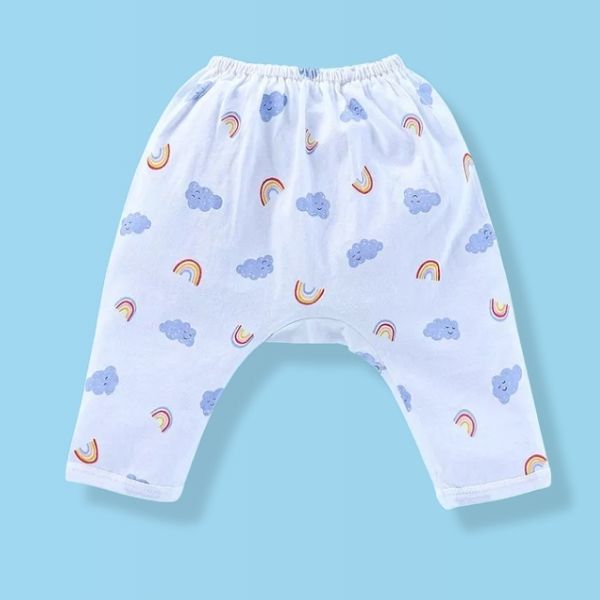 Single Jersey Full Length Diaper Leggings Teddy & Car Print Pack of 3 -Green, Blue & Peach