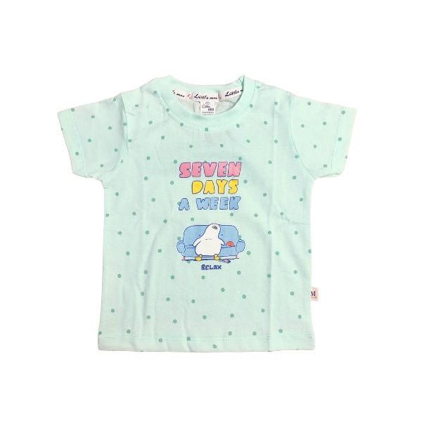 Stylish and Soft Pure Cotton Printed T-shirt with Matching Short Set - Turquoise