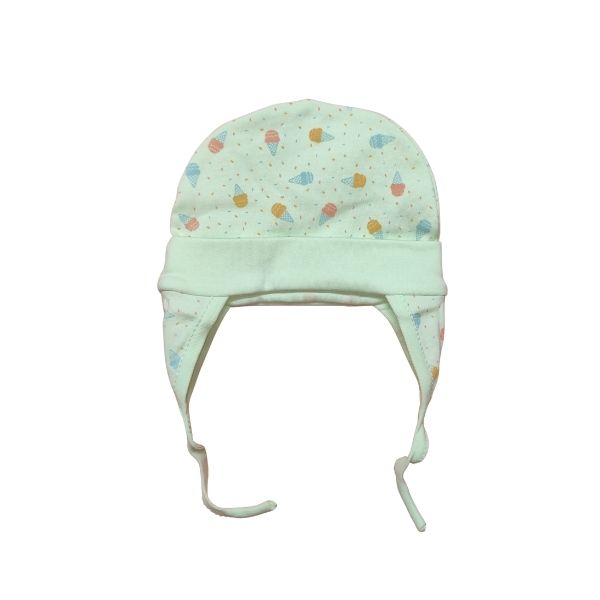 100% Cotton Printed Ear Cap Set of 3 - Mint, Peach and Cool Grey