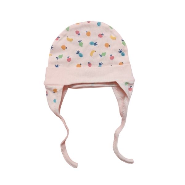 100% Cotton Printed Ear Cap Set of 3 - Mint, Peach and Cool Grey